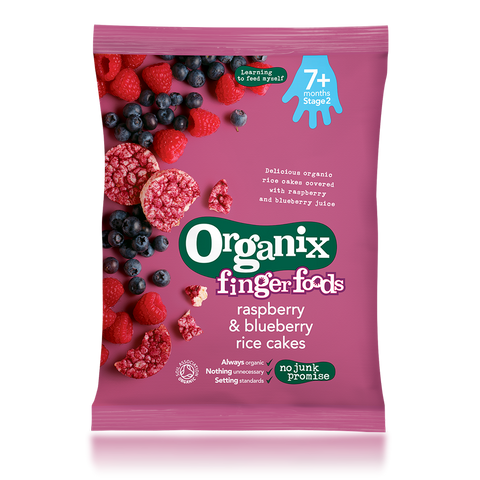 raspberry & blueberry rice cakes